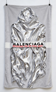 Balenciaga Metallic Silver Scarf Sculpture Print Flannel Sofa Throw Blanket Luxury Brand Cover BA036